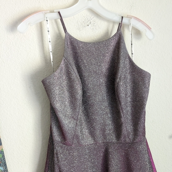 Jules & Cleo NWT Plus Size Metallic Mini Dress Lace Up Back Pink High Neck Sz 18 - Picture 4 of 10